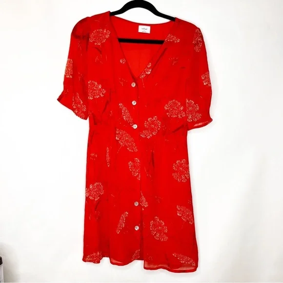 Wilfred | Floral Flame Scarlet Button Front Mini Dress - Picture 2 of 9